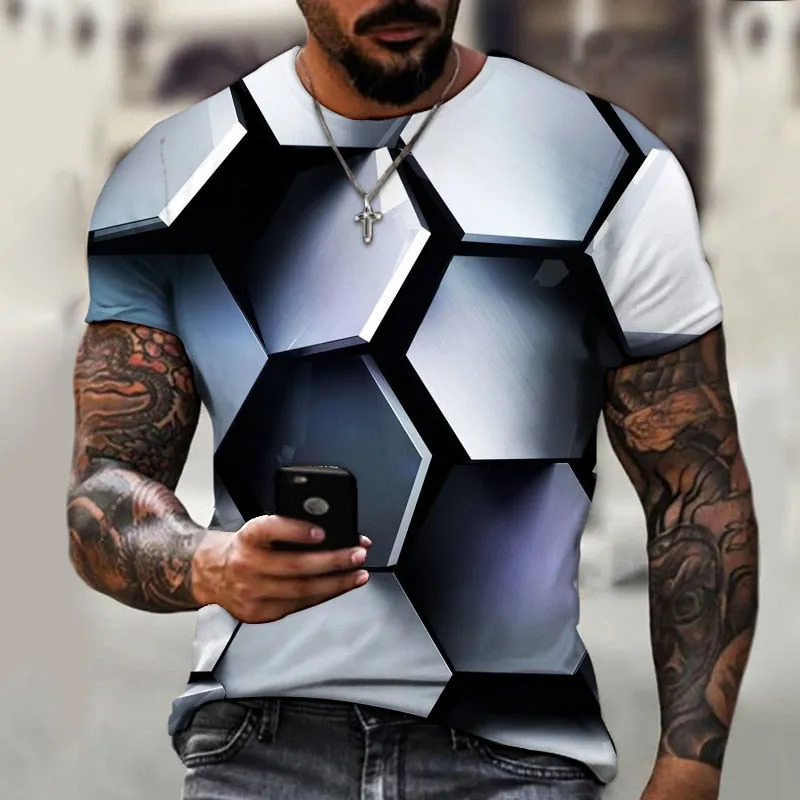 3D T Shirt For Men Fashion Hip Hop O-neck Short Sleeve Tops Abstract Harajuku Men's T-shirts Oversized Tees Shirt Man Clothing