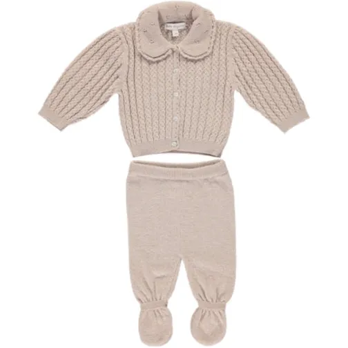 BEBE ORGANIC NATURAL LOULOU FOOTED CARDIGAN SET