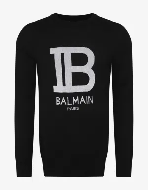 Black B Logo Wool-Blend Sweater