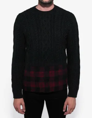 Black Sweater with Check Panel