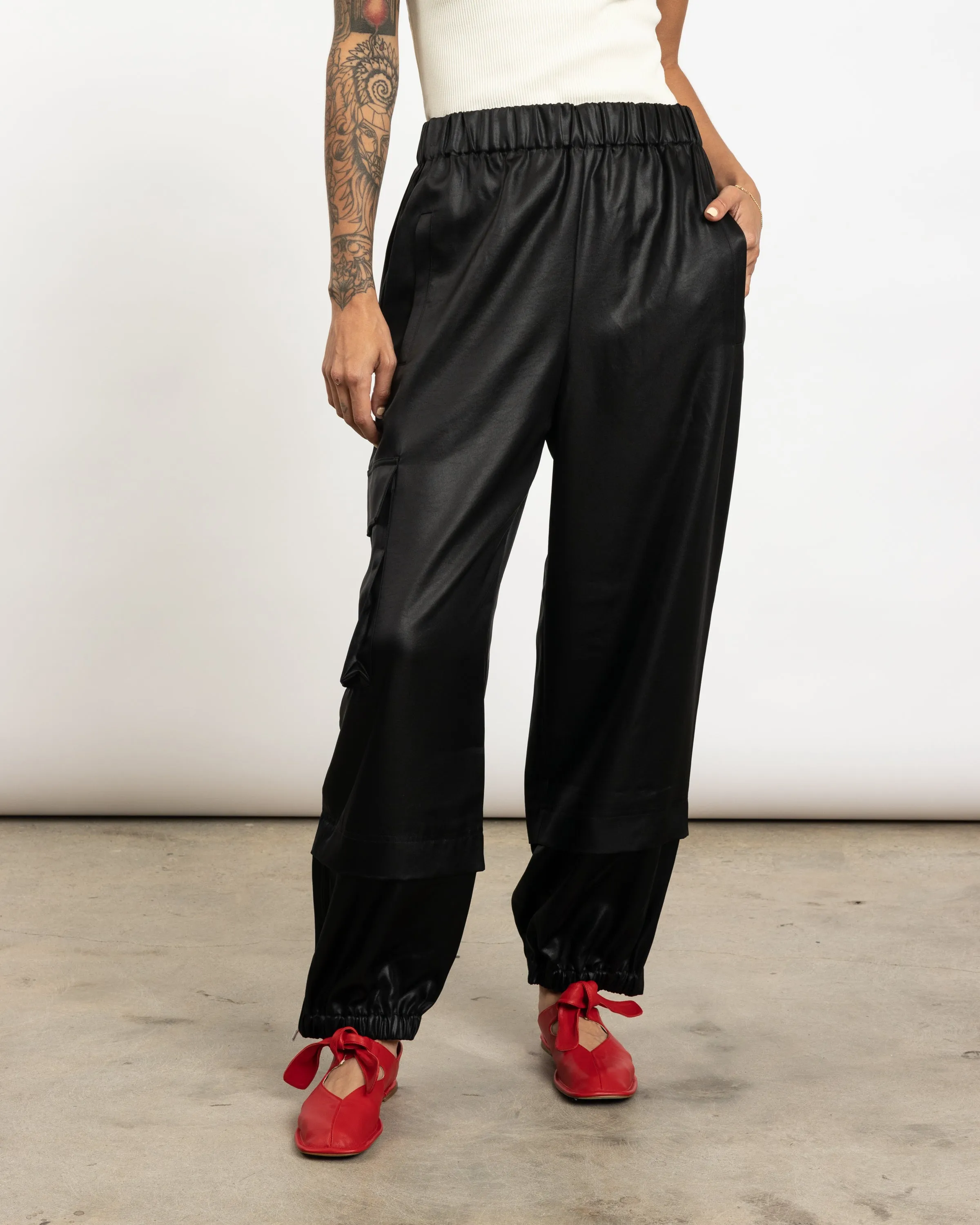 Celia Drape Jogger in Black