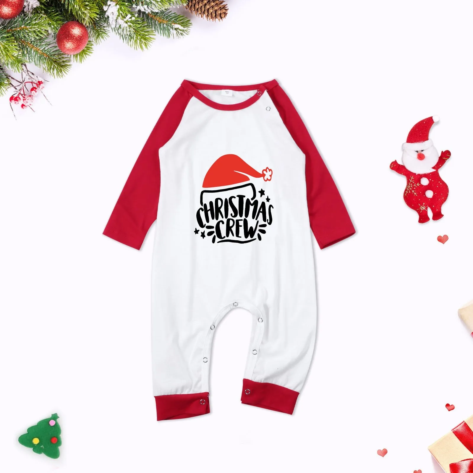 Christmas Crew Christmas parent-child pajamas set with cartoon hat print