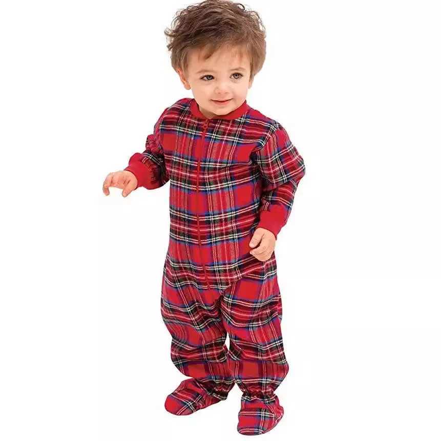 Christmas Red Plaid Family Long Sleeve Pajama Set