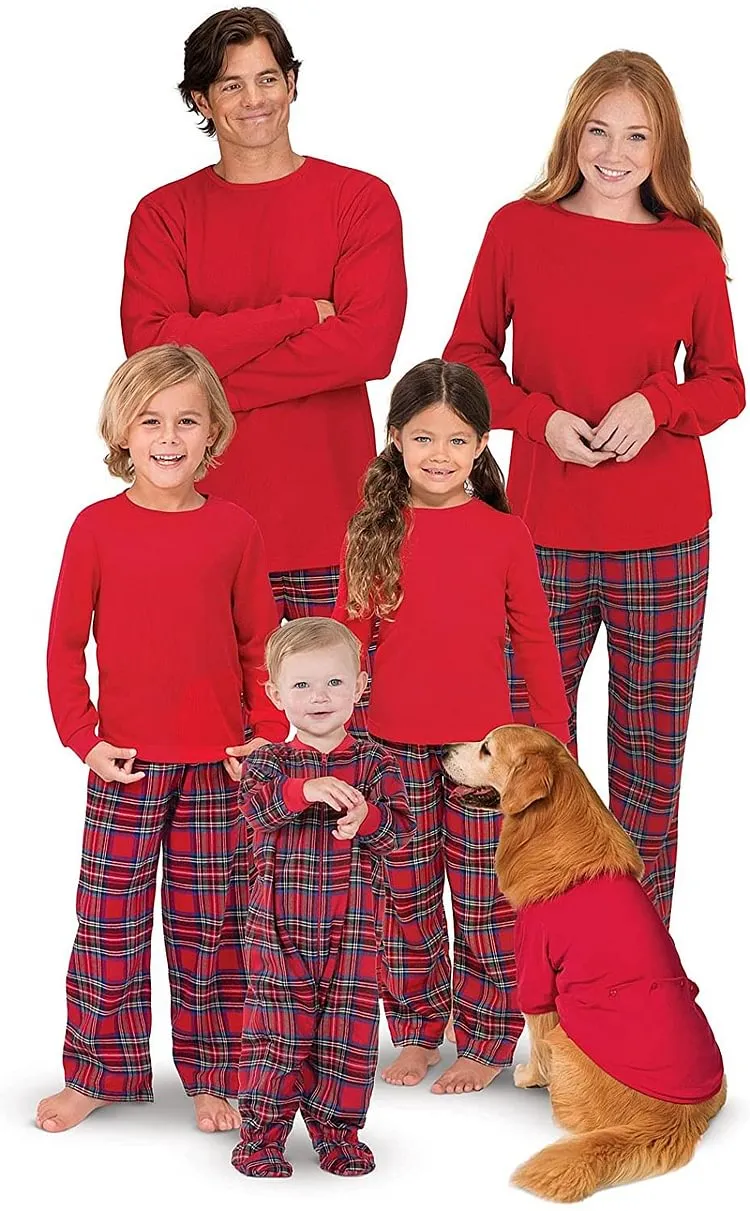 Christmas Red Plaid Family Long Sleeve Pajama Set