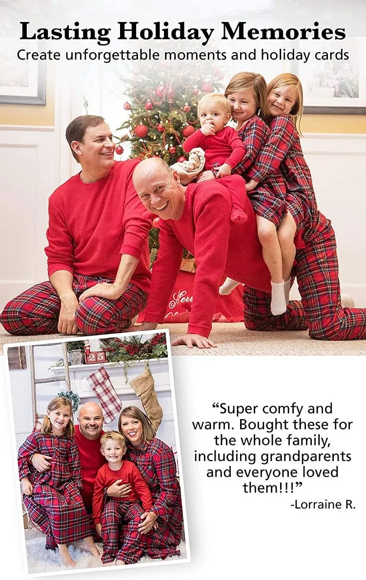 Christmas Red Plaid Family Long Sleeve Pajama Set