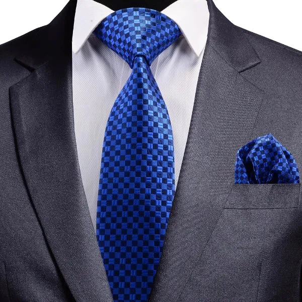 Classy Men Blue Checkered Silk Necktie