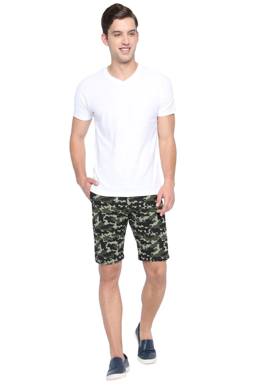 Comfort Fit Camo Printed Cotton Shorts