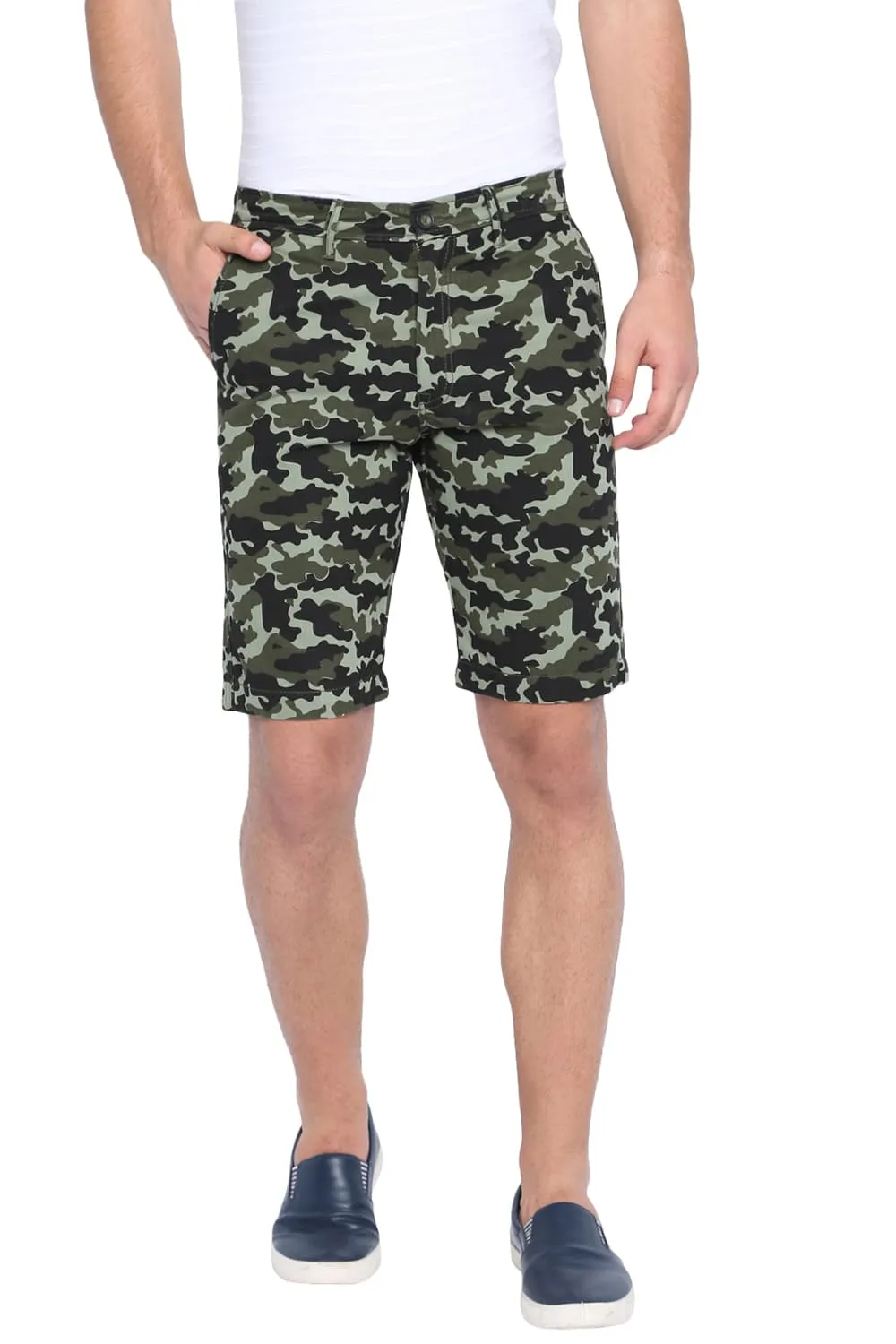 Comfort Fit Camo Printed Cotton Shorts