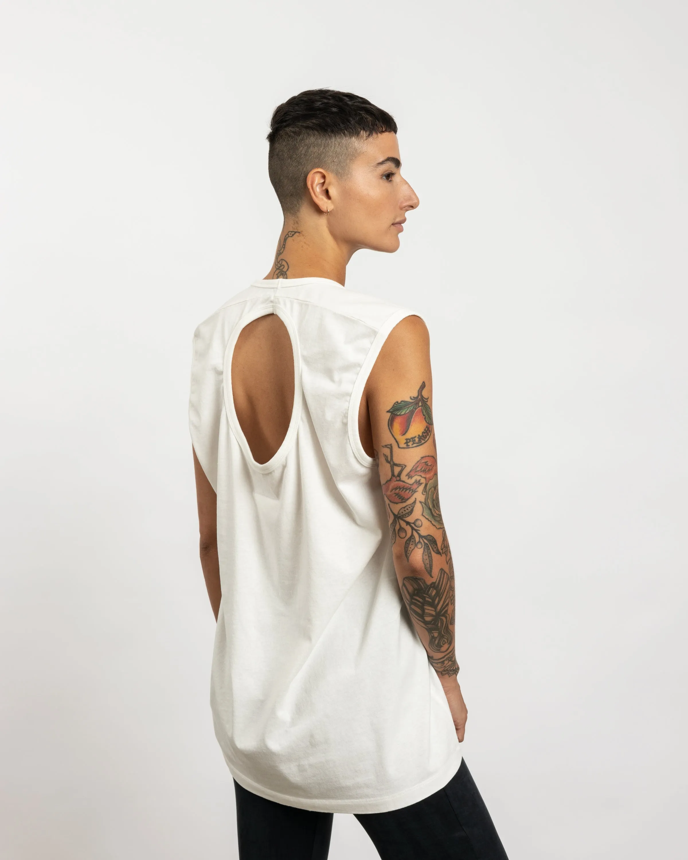 Cut Out Tank Top in Off-White