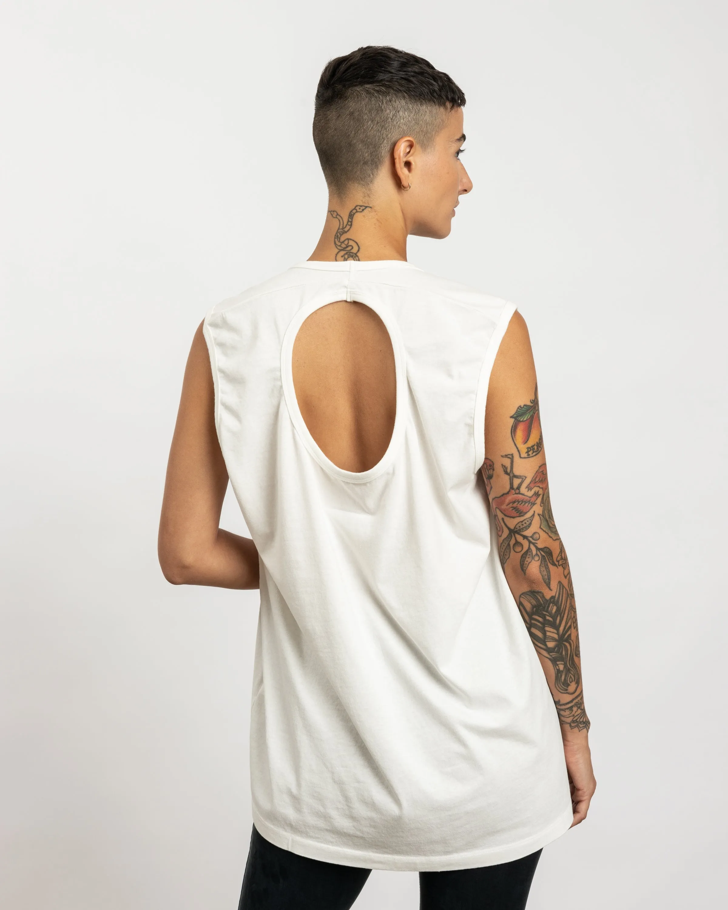 Cut Out Tank Top in Off-White