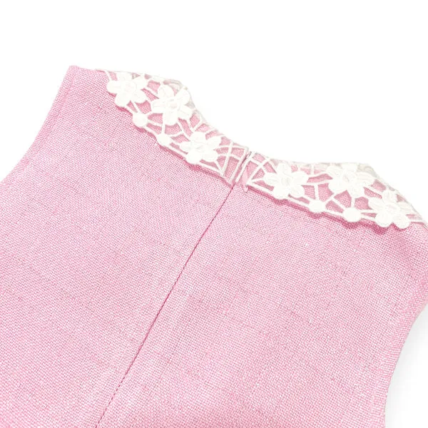 Daisy Collar Sleeveless Tweed Dress -pink