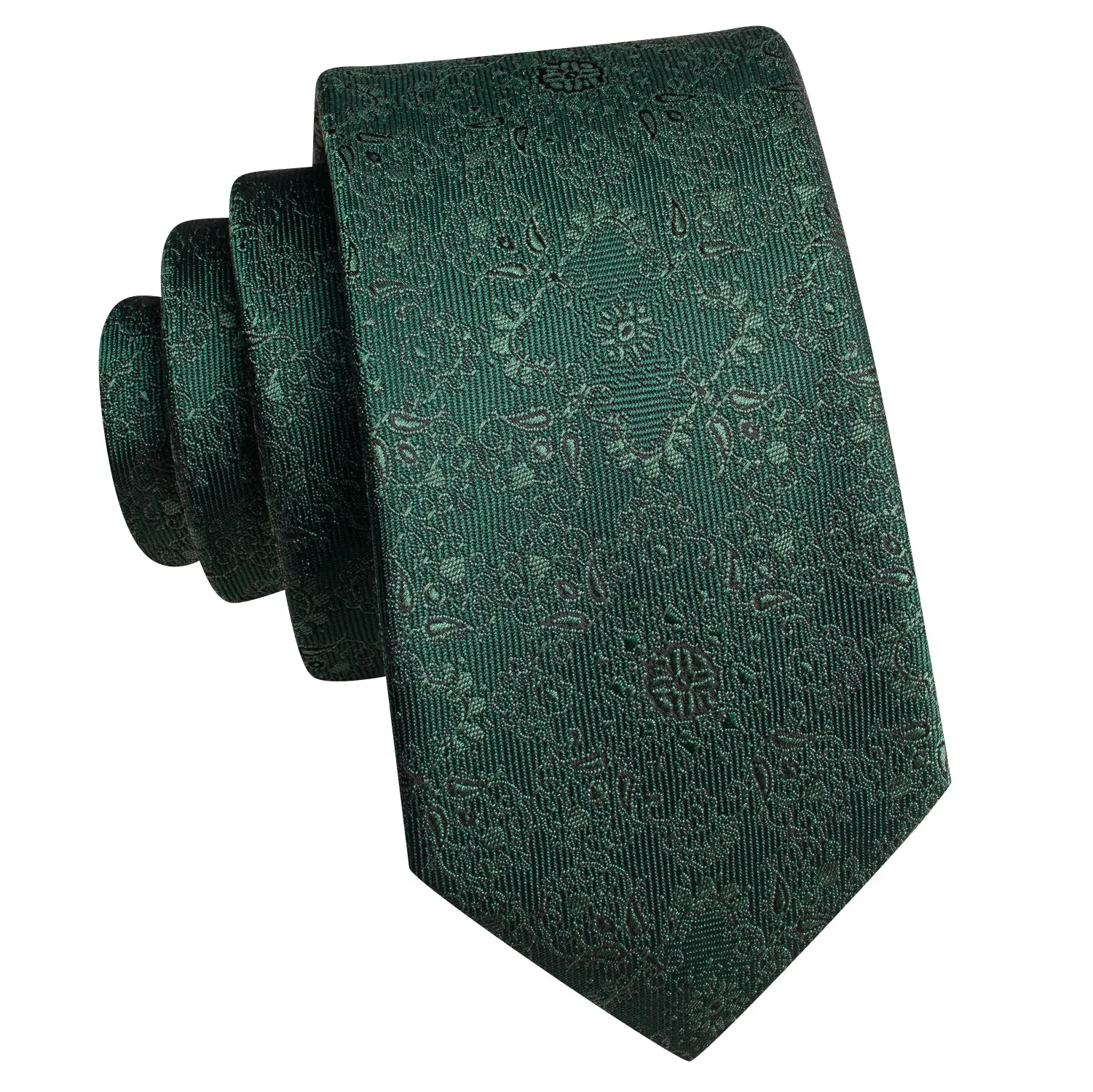 Emerald Green Floral Children's Kids Boys Tie Pocket Square 6cm