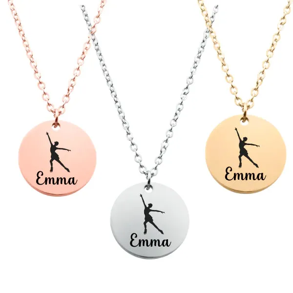 Engraved Figure Skater Necklace