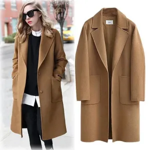 Explosion style women's woolen coat mid-length