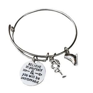 Figure Skating Bracelet with Inspirational Charm