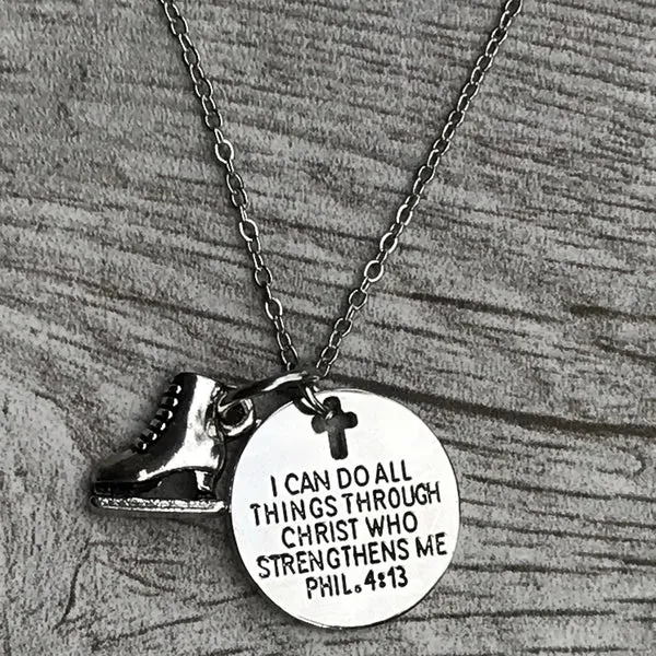 Figure Skating I Can Do All Things Through Christ Who Strengthens Me Necklace