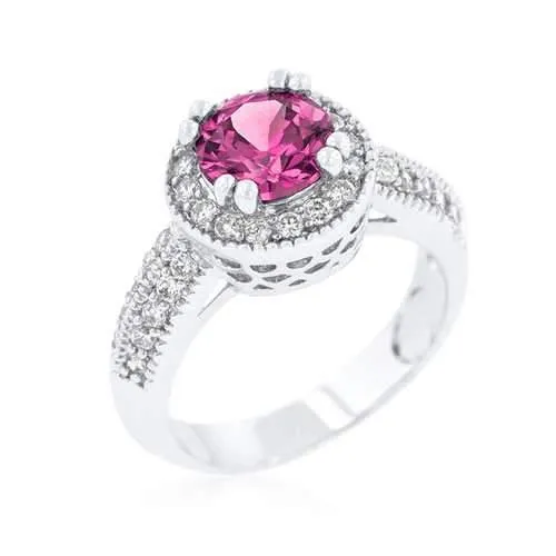 Fuchsia Halo Engagement Ring