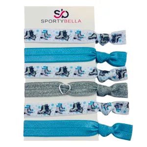 Girls Figure Skating Hair Ties Set- Blue