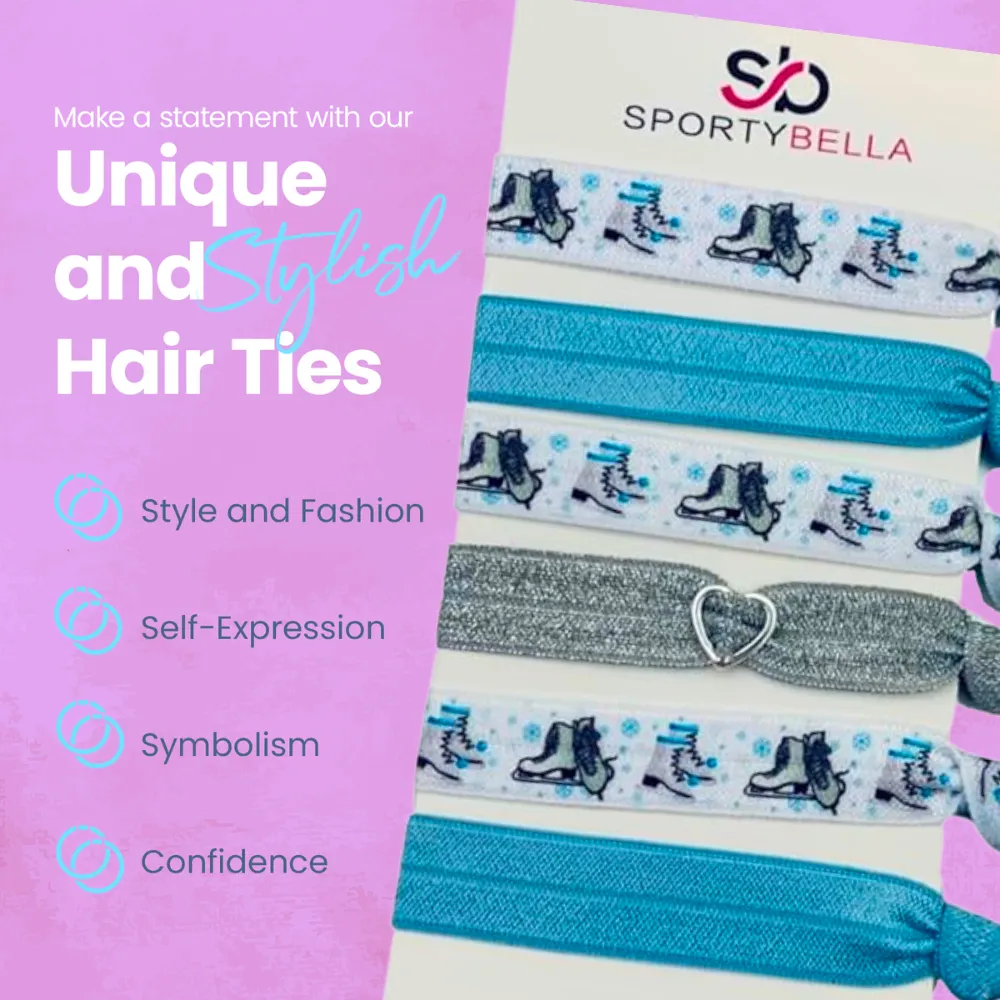 Girls Figure Skating Hair Ties Set- Blue