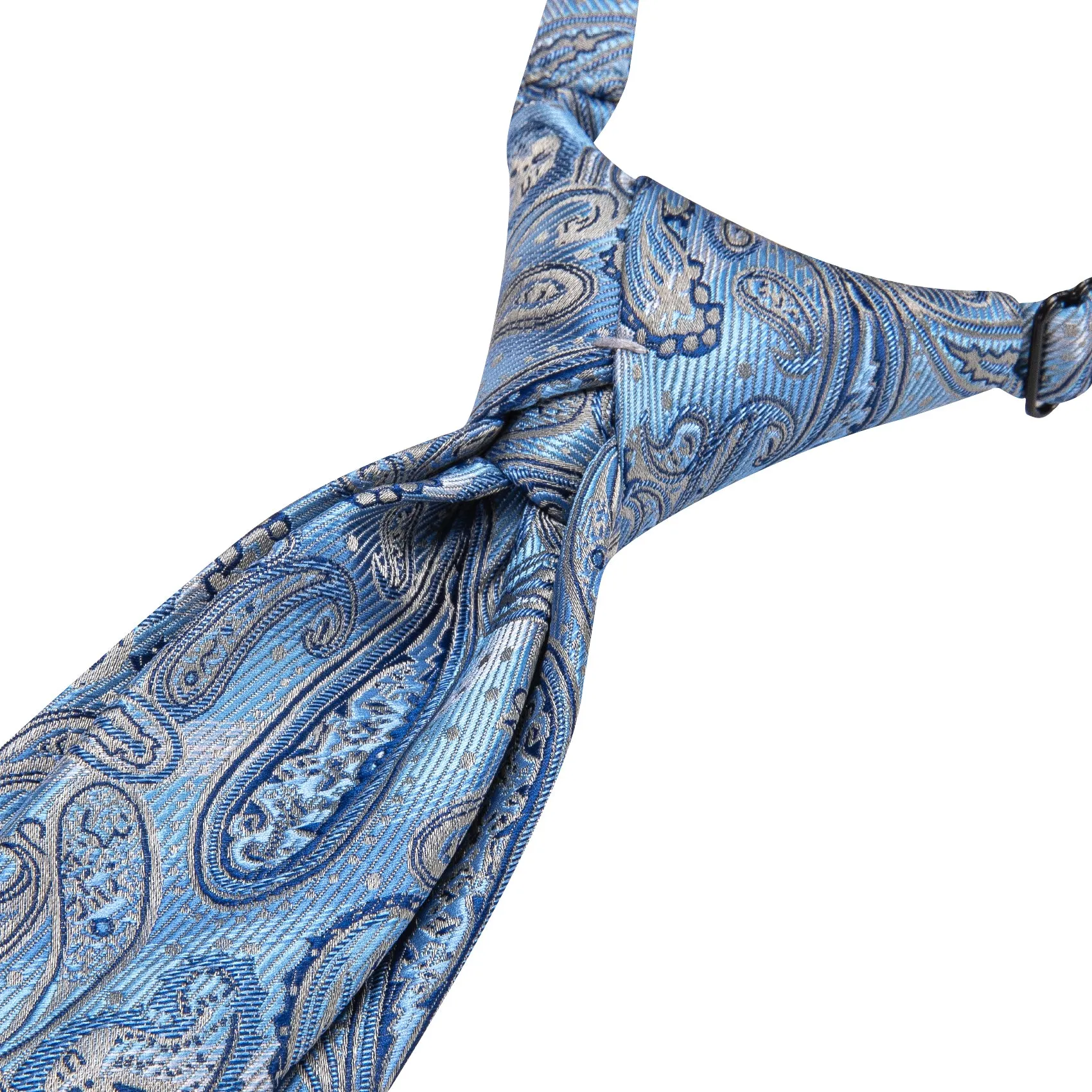 Hi-Tie Blue Paisley Boys Pre-tied Adjustable Tie Pocket Square