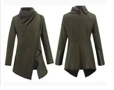 Irregular slim temperament woolen coat