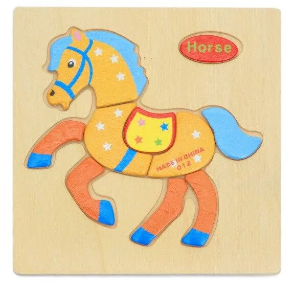 Kids Wooden 3D Puzzle Jigsaw Toys For Children Cartoon Animal Vehicle Wood Puzzles Intelligence Kids Baby Early Educational Toy