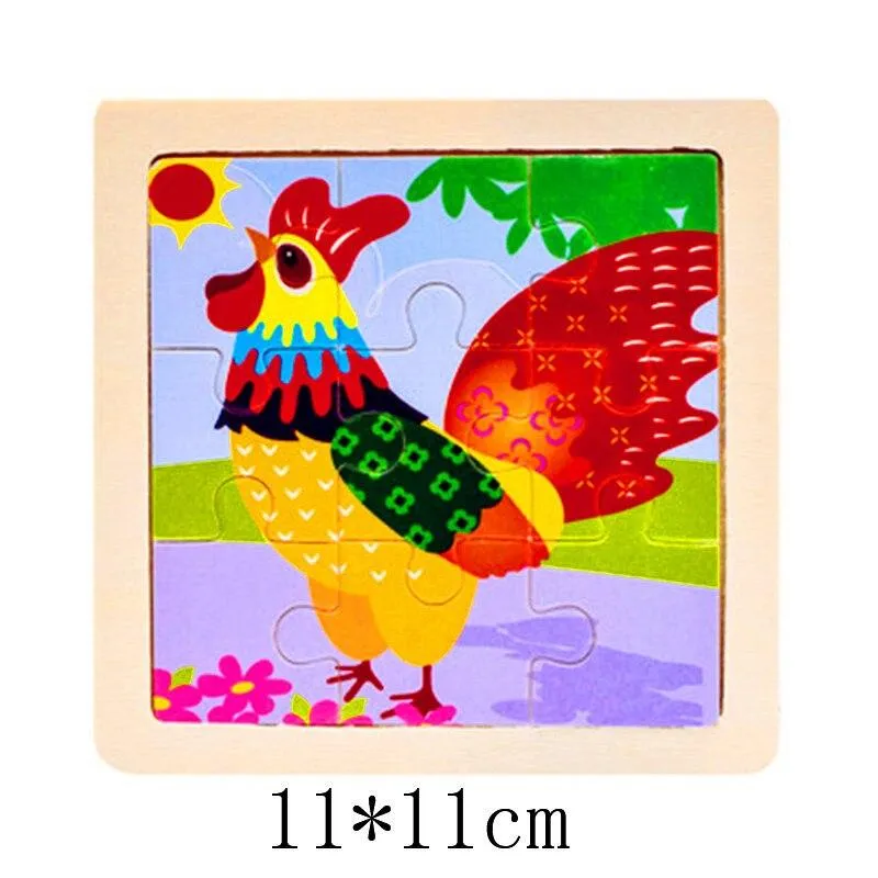 Kids Wooden 3D Puzzle Jigsaw Toys For Children Cartoon Animal Vehicle Wood Puzzles Intelligence Kids Baby Early Educational Toy