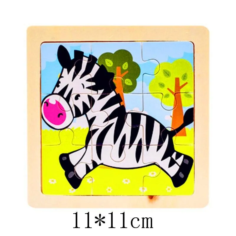 Kids Wooden 3D Puzzle Jigsaw Toys For Children Cartoon Animal Vehicle Wood Puzzles Intelligence Kids Baby Early Educational Toy