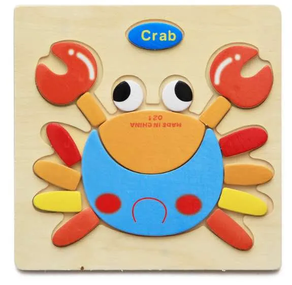 Kids Wooden 3D Puzzle Jigsaw Toys For Children Cartoon Animal Vehicle Wood Puzzles Intelligence Kids Baby Early Educational Toy