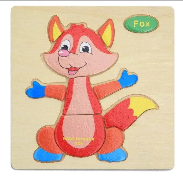 Kids Wooden 3D Puzzle Jigsaw Toys For Children Cartoon Animal Vehicle Wood Puzzles Intelligence Kids Baby Early Educational Toy