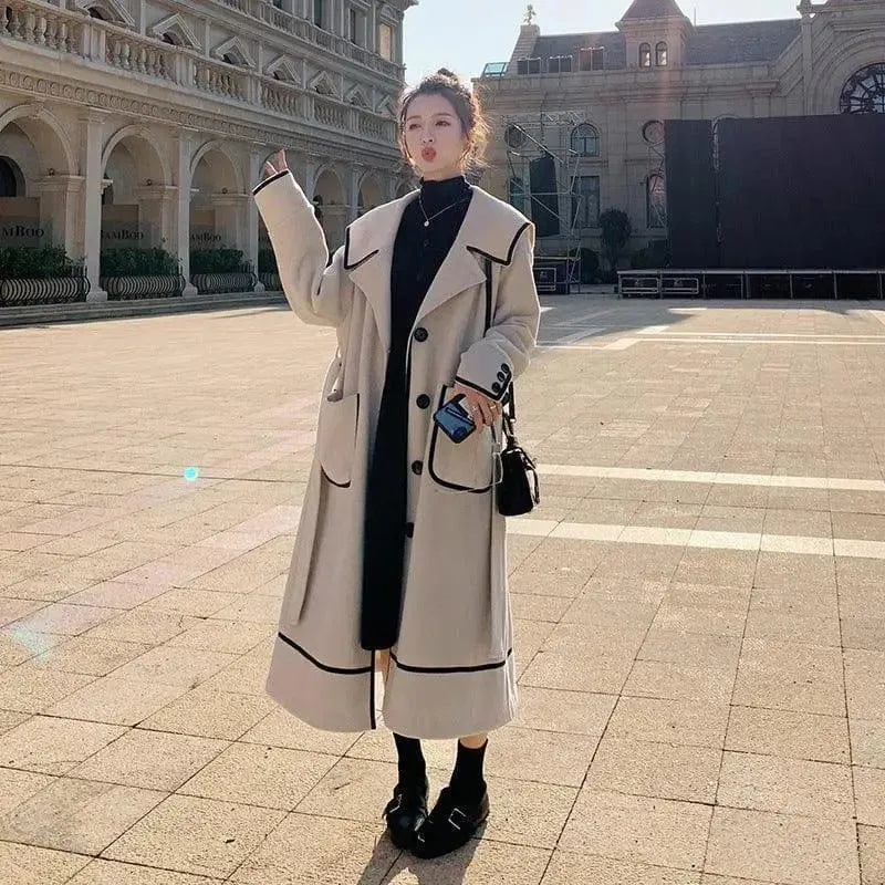 Loose And Thickened Temperament Woolen Coat Mid-length