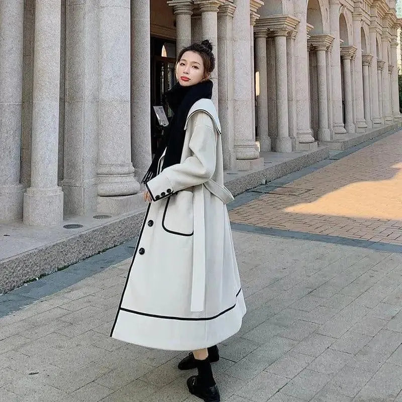 Loose And Thickened Temperament Woolen Coat Mid-length