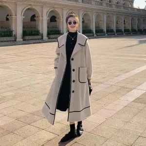 Loose And Thickened Temperament Woolen Coat Mid-length