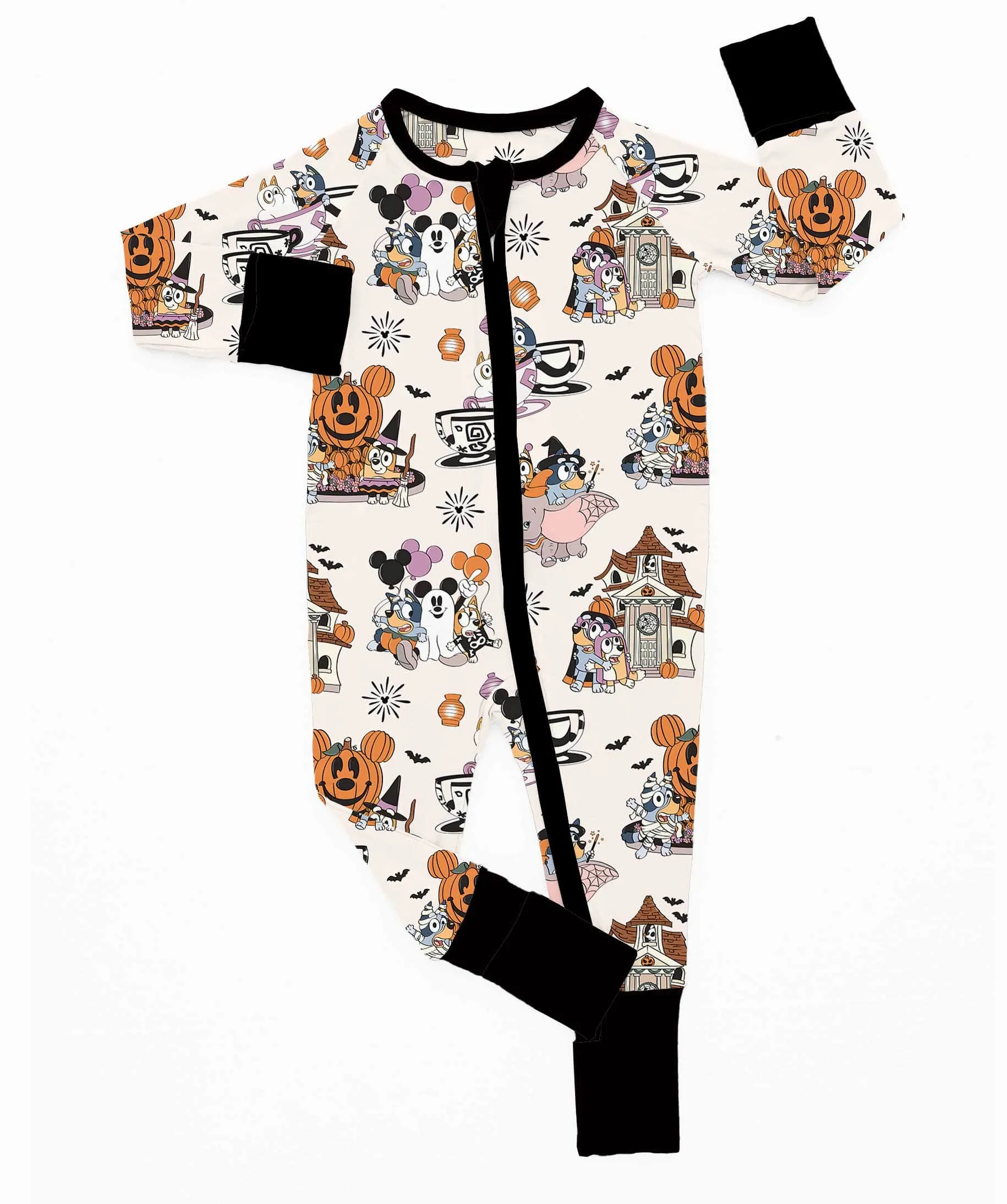 Magic Halloween Haunted Pups - Bamboo Zippy Romper