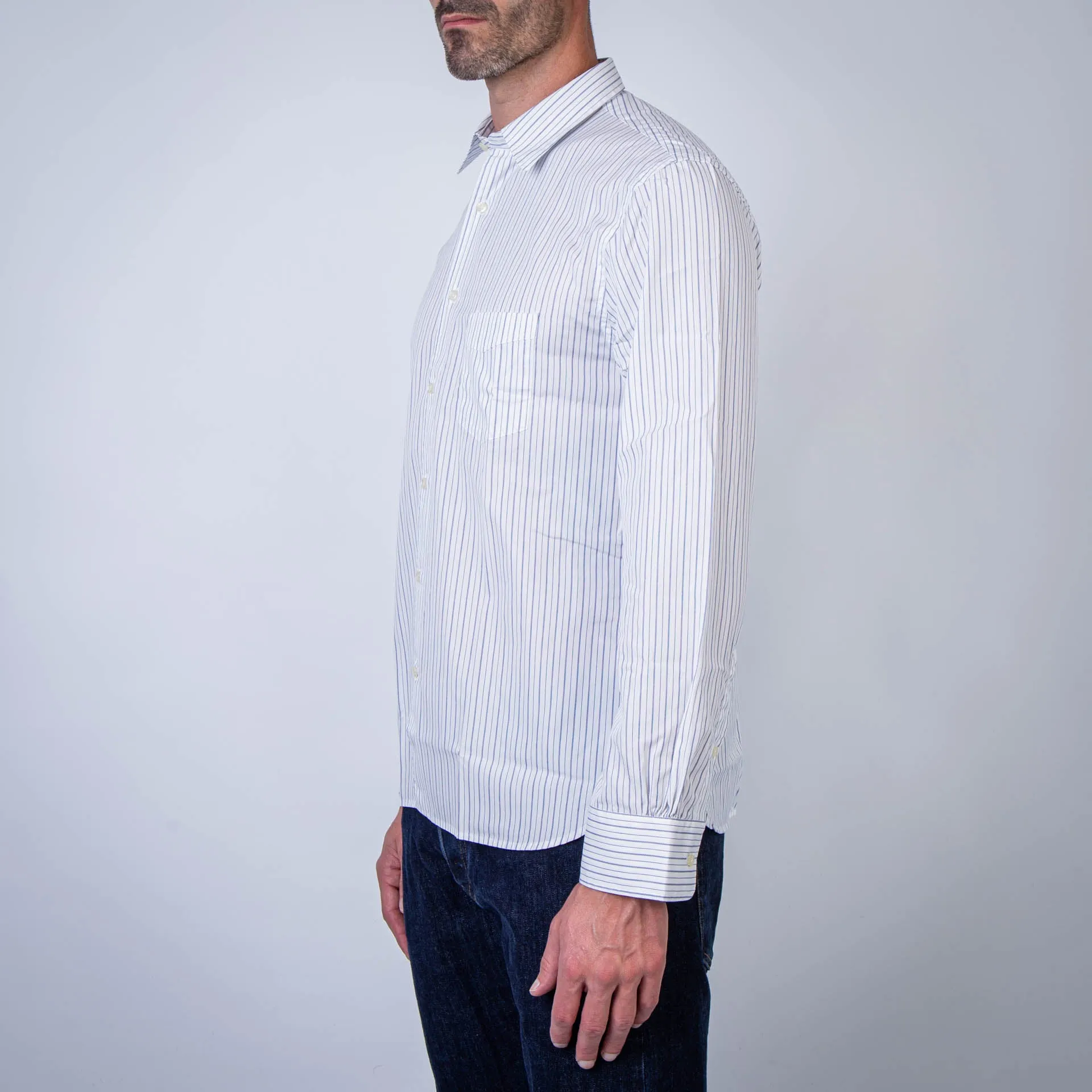 OFFICINE GENERALE SHIRT MSHI020 WHITE/NAVY