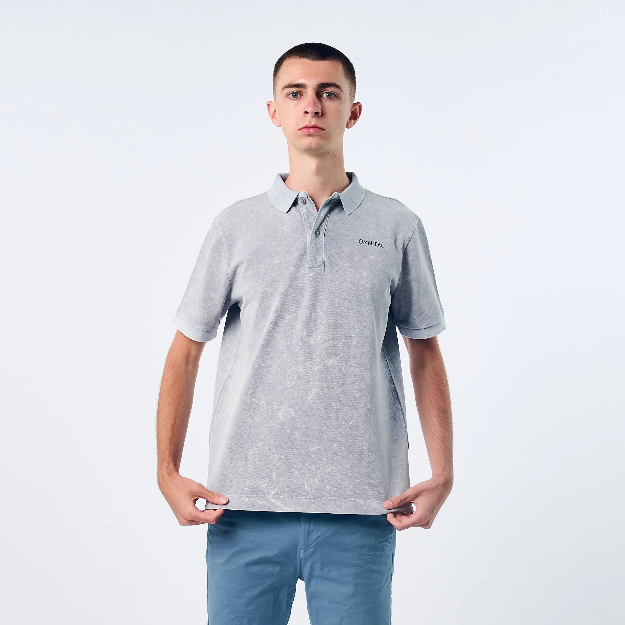 Omnitau Men's Cobham Organic Cotton Polo Shirt - Bleached Grey