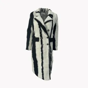 Pre Order:  Black and White Stripes Woolen Coat