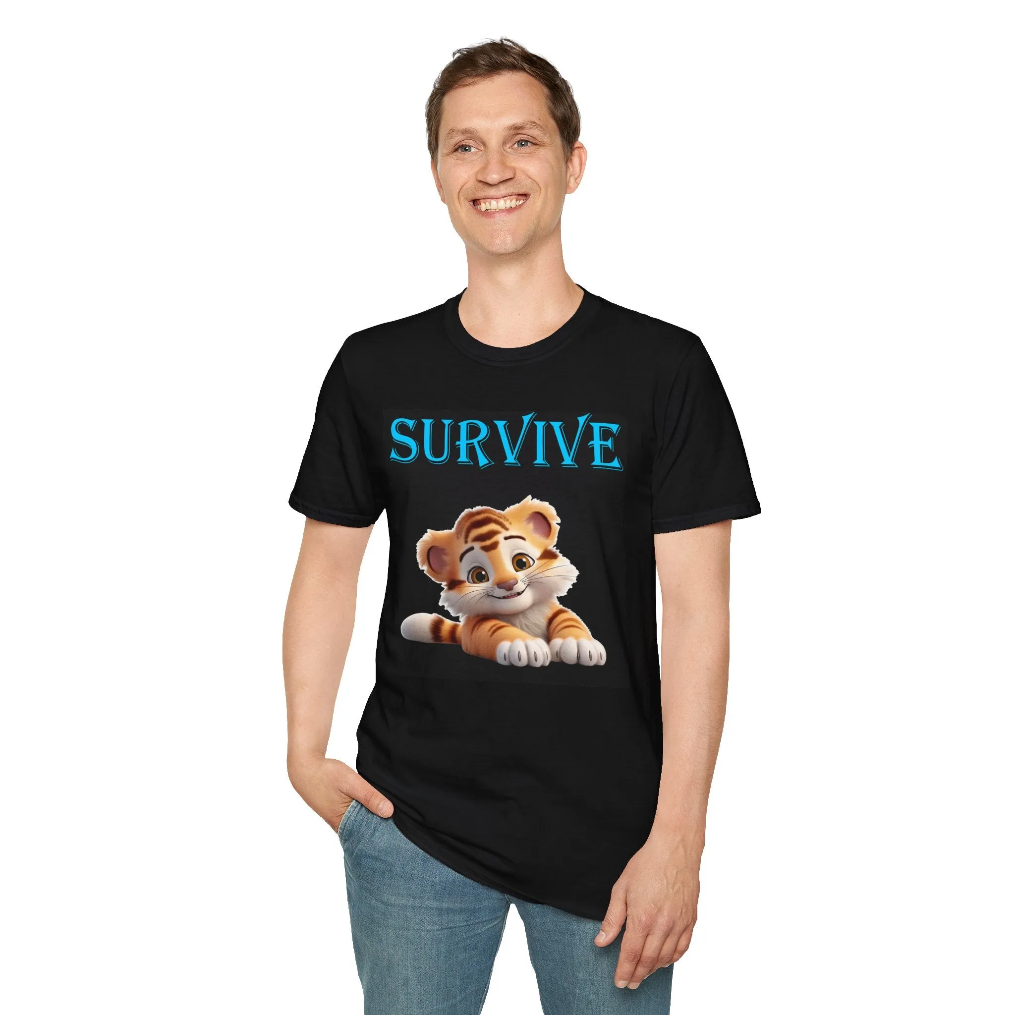 Princess Grace  Survive Tiger Unisex Softstyle T-Shirt   Cute Animal Tee for Casual Wear & Gift