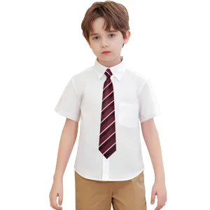 Red Black Striped Boys Pre-tied Adjustable Tie Pocket Square