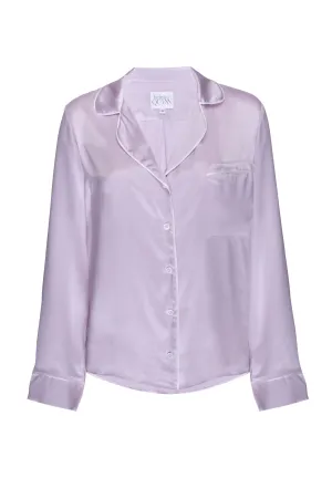 Silk Charmeuse Long Sleeved PJ Top: Lilac