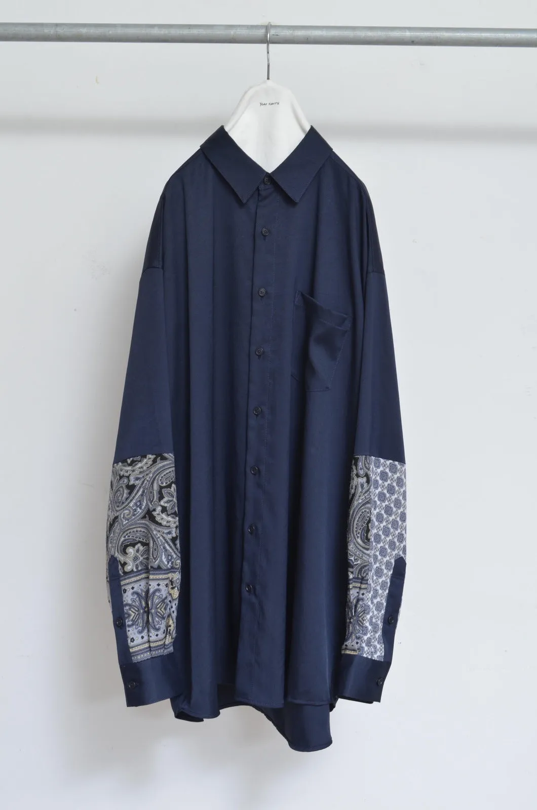 SILKY TWILL SHIRTS(PRINT) NAVY/02