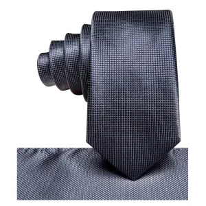 Silver Black Paisley Children's Kids Boys Tie Pocket Square 6cm