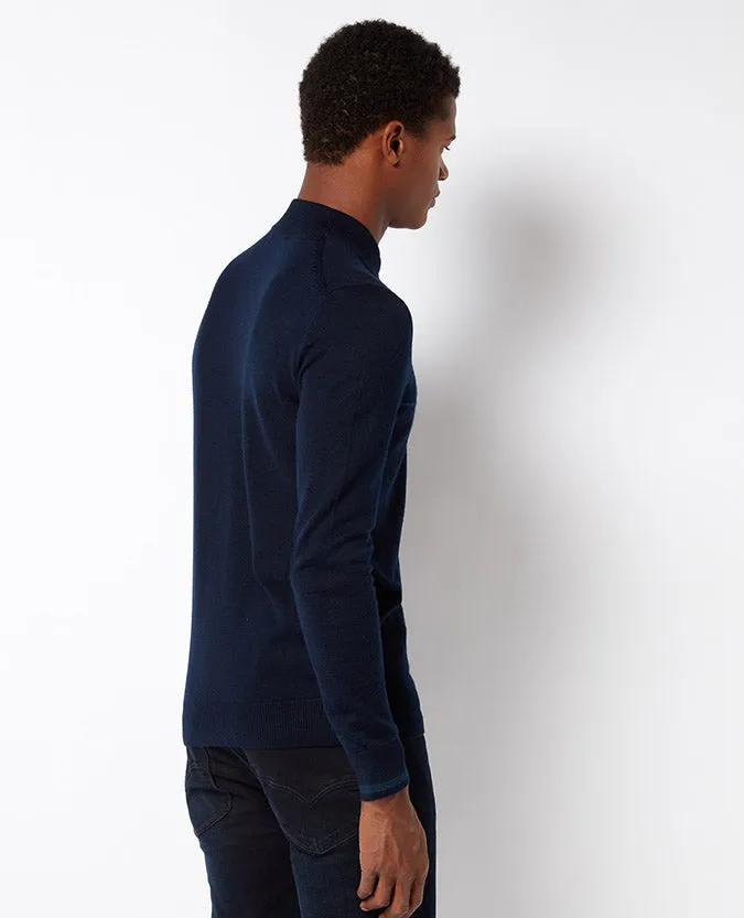 Slim Fit Merino Wool Blend Full-Zip Sweater