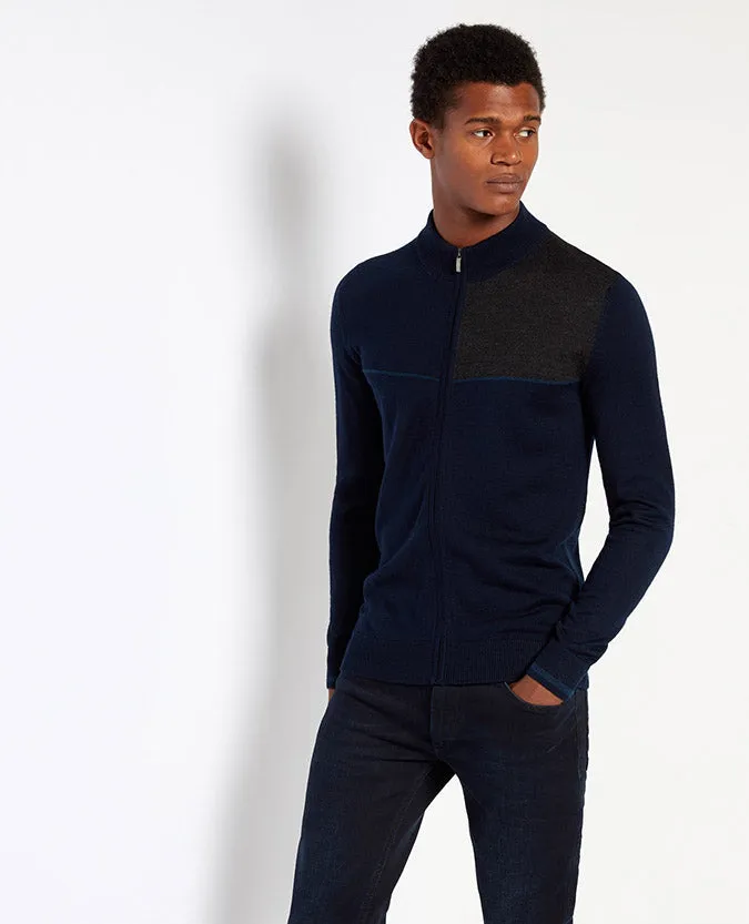 Slim Fit Merino Wool Blend Full-Zip Sweater