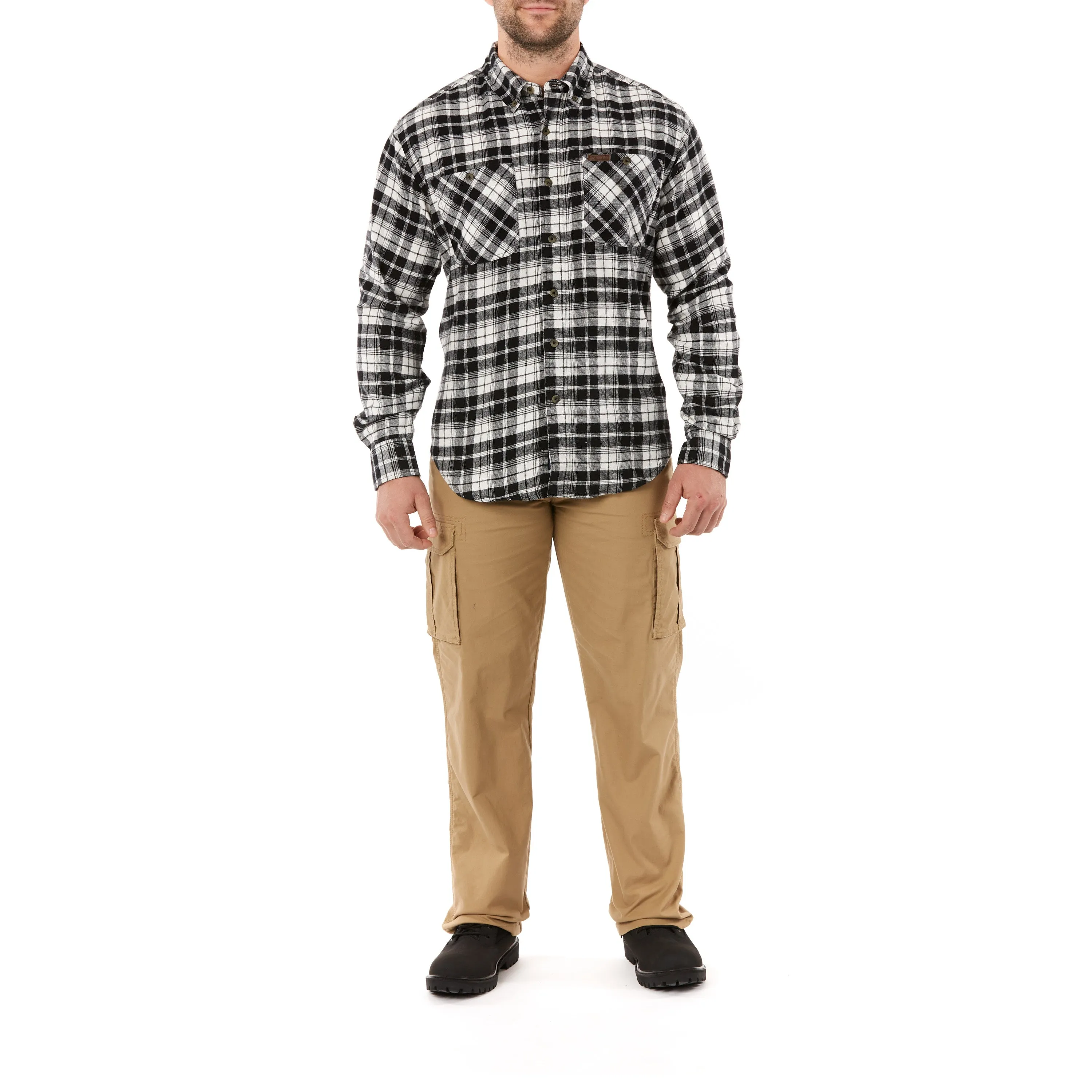 TWO-POCKET BUTTON DOWN FLANNEL SHIRT