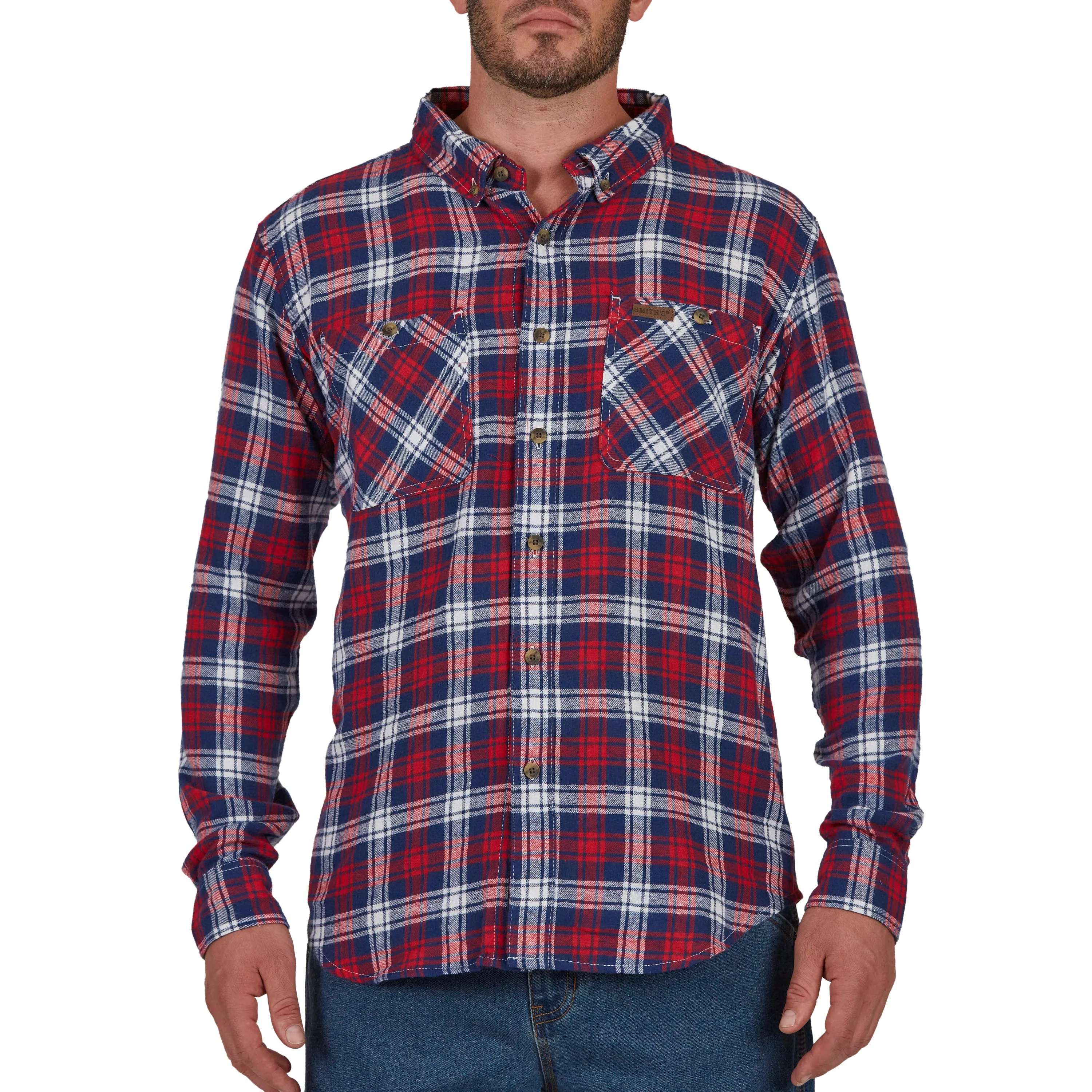 TWO-POCKET BUTTON DOWN FLANNEL SHIRT