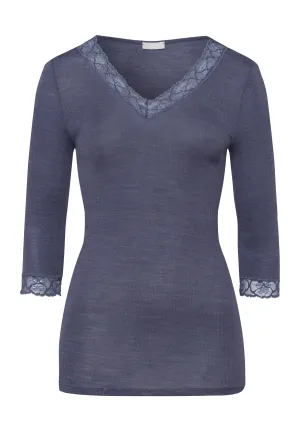 Woolen Lace Fine Ribbed Wool And Silk Top | Nightshade 70973-2602