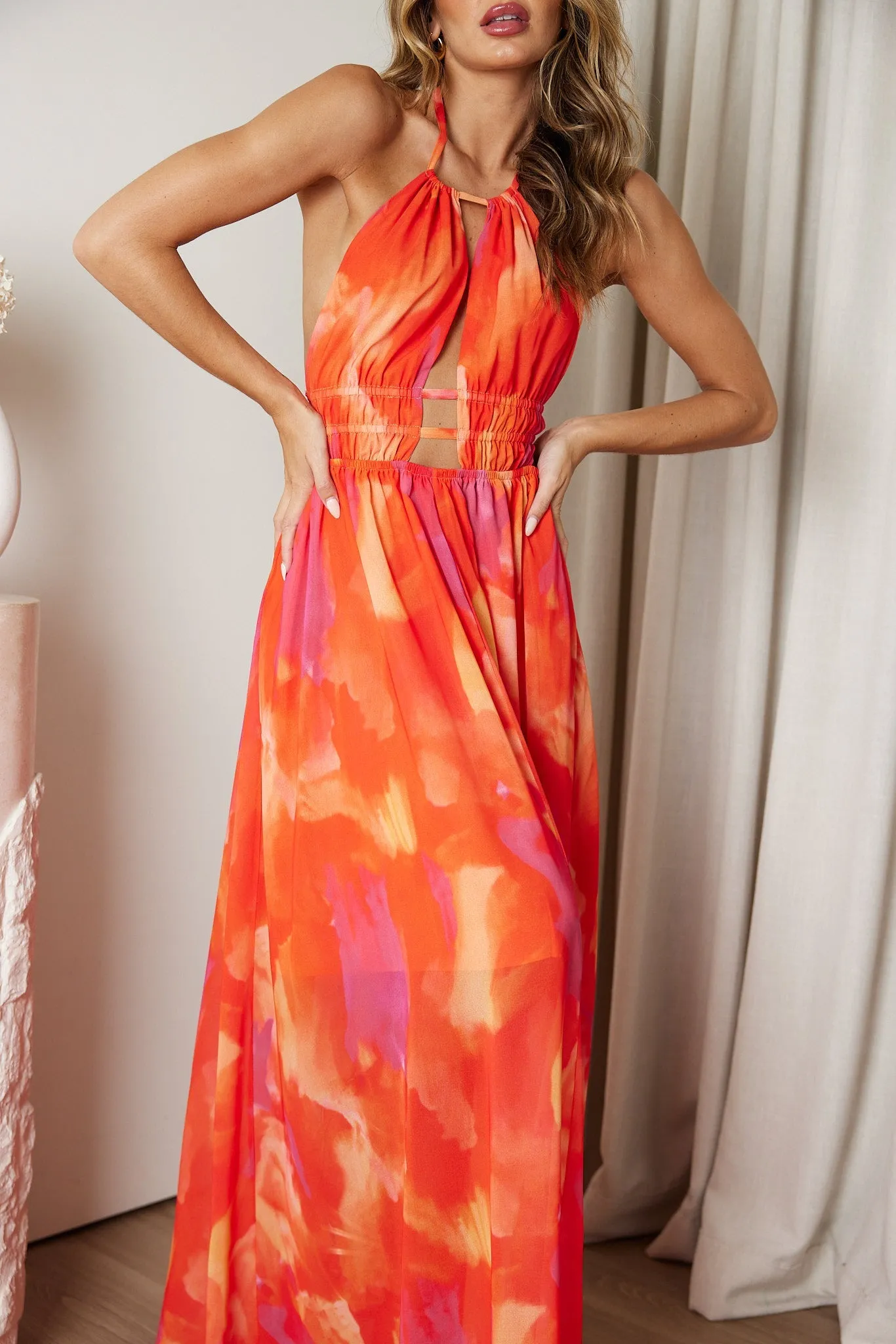 Xavia Dress - Orange Print